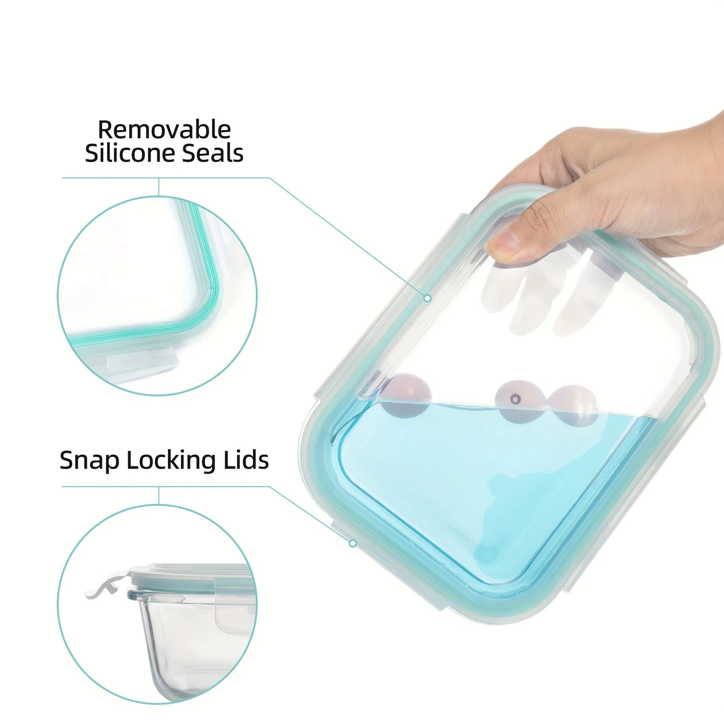 10pcs Airtight Glass Food Storage Containers, Outdoor Picnic, Lunch Box, Microwave, Oven - Perfect for Salads, Fruits, Vegetables And Sandwiches