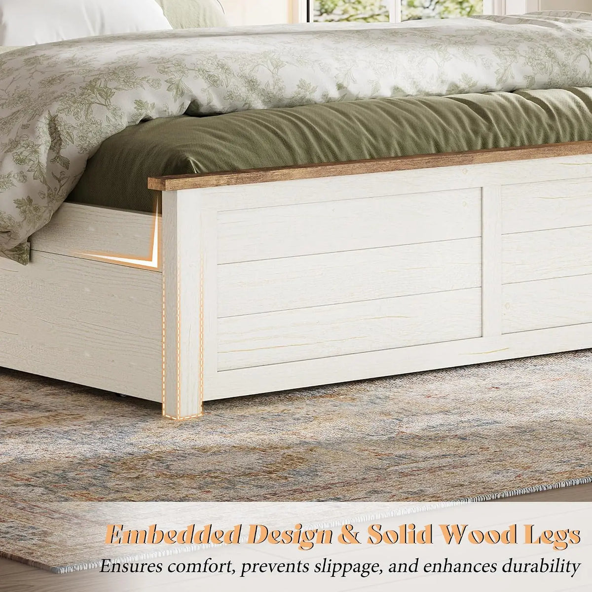 Twin Bed Frame With Headboard And 4 Storage Drawers Wood Slats