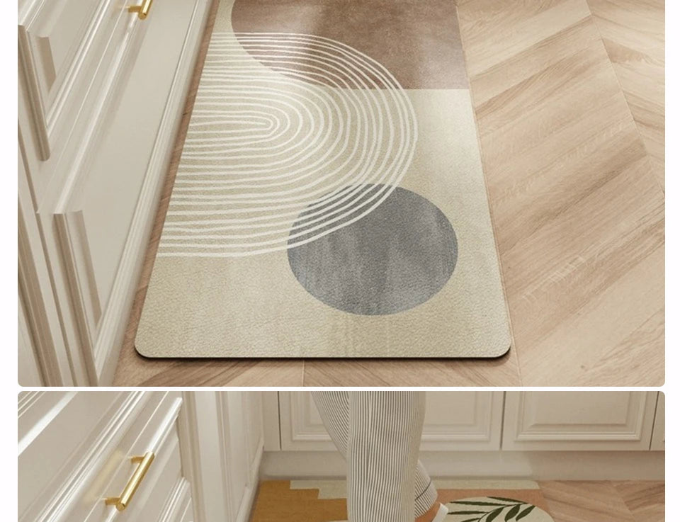 Facaishu Waterproof Kitchen Floor Mat PVC Leather Non Slip Rug