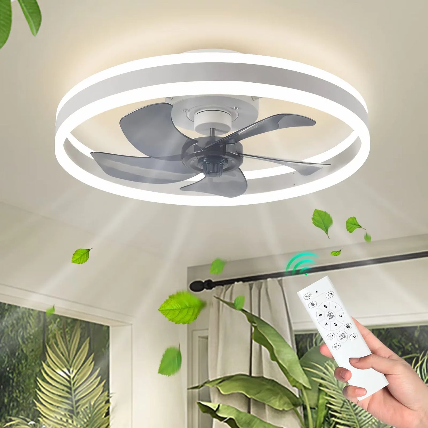 IRALAN Modern Ceiling Fan With Lighting Remote Control