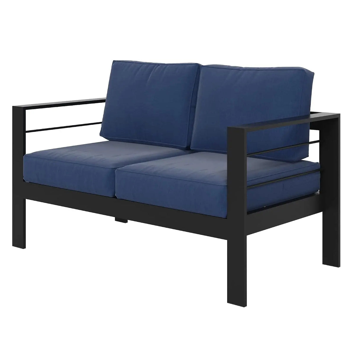Outdoor Aluminum Patio Loveseat Sofa with Metal Frame and Cushions