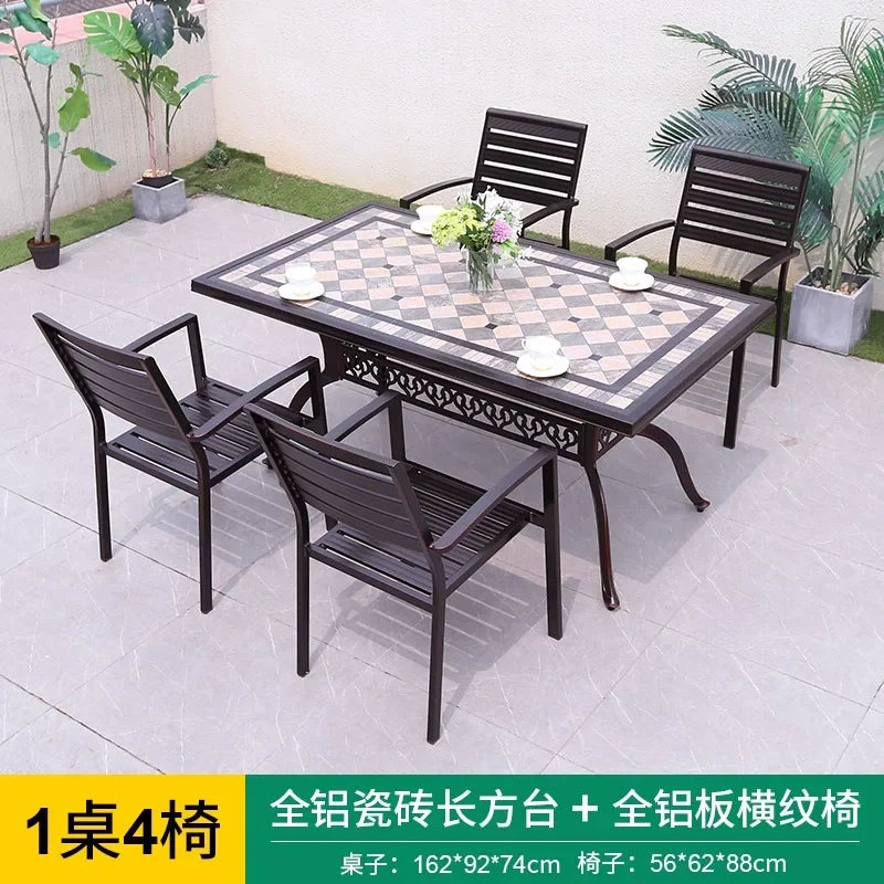 Outdoor Aluminum Alloy Patio Table And Chairs Set For Courtyards