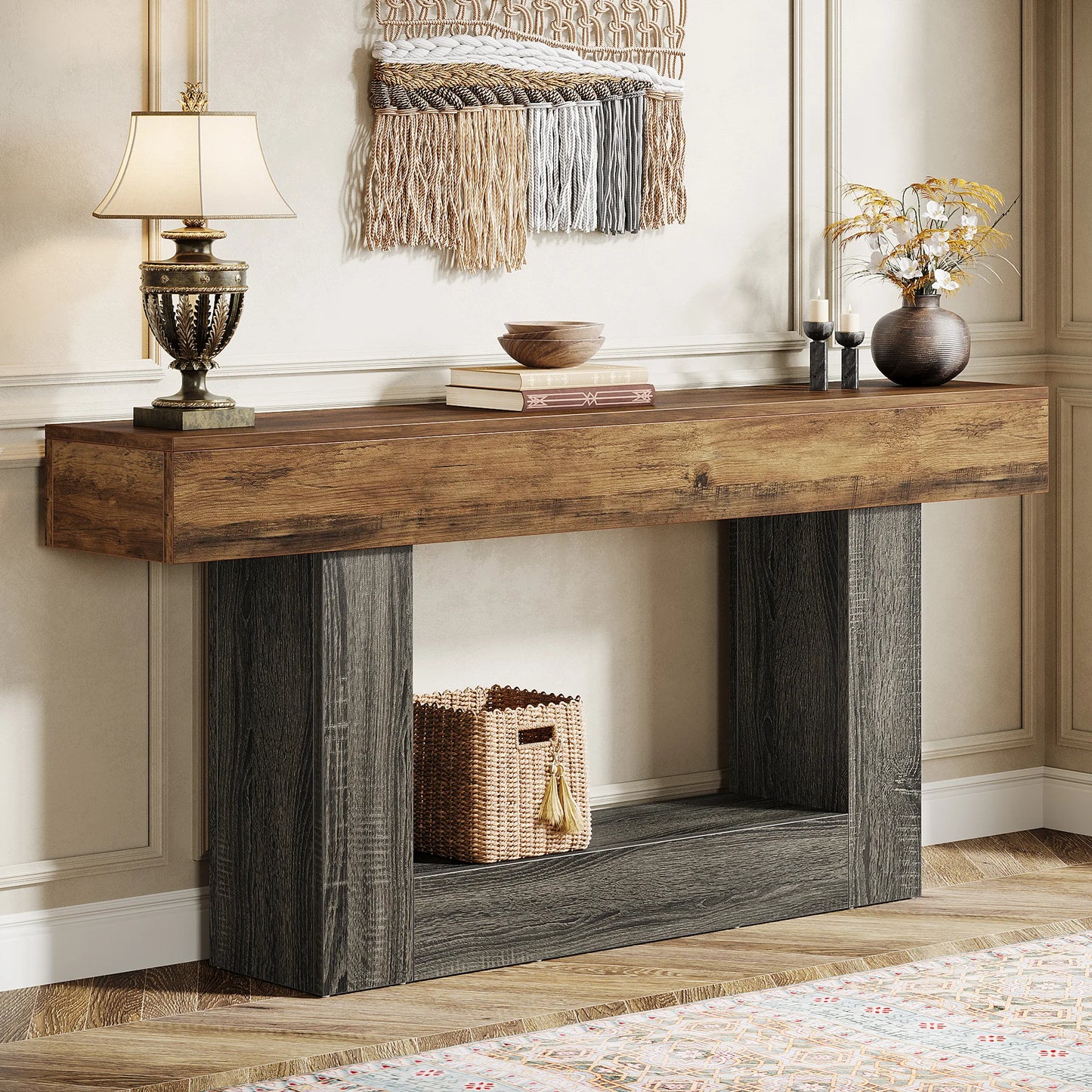 Tribesigns Farmhouse Console Table With U Shaped Base Entryway