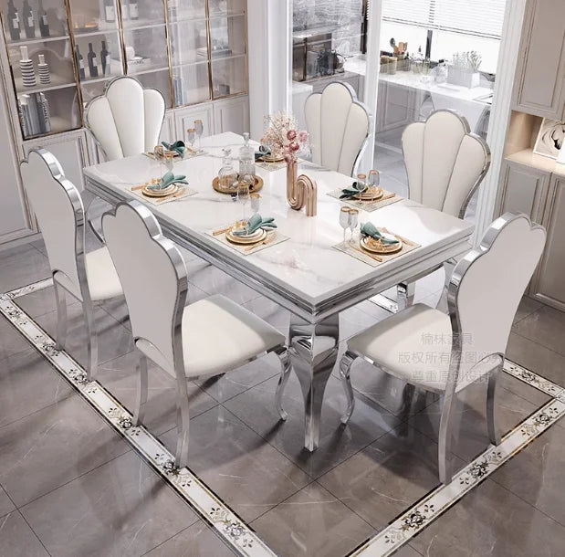 Rectangular Design Mesa Comedor Home Furniture Marble Luxury Dining Table Unique Gold Individual White Italian Dining Table