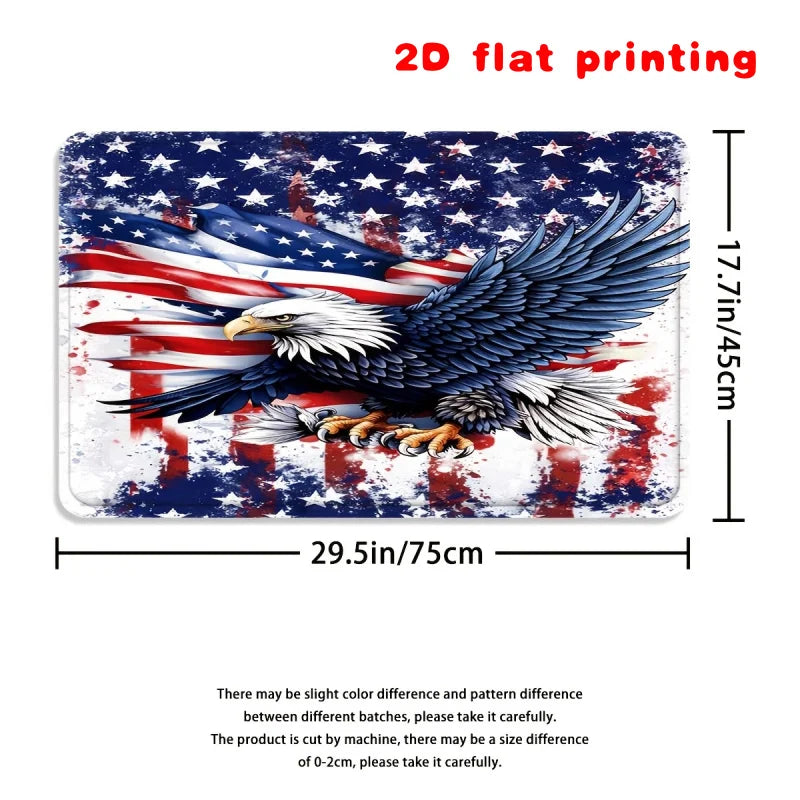American Patriotic Shower Curtain Set With Floor Mat