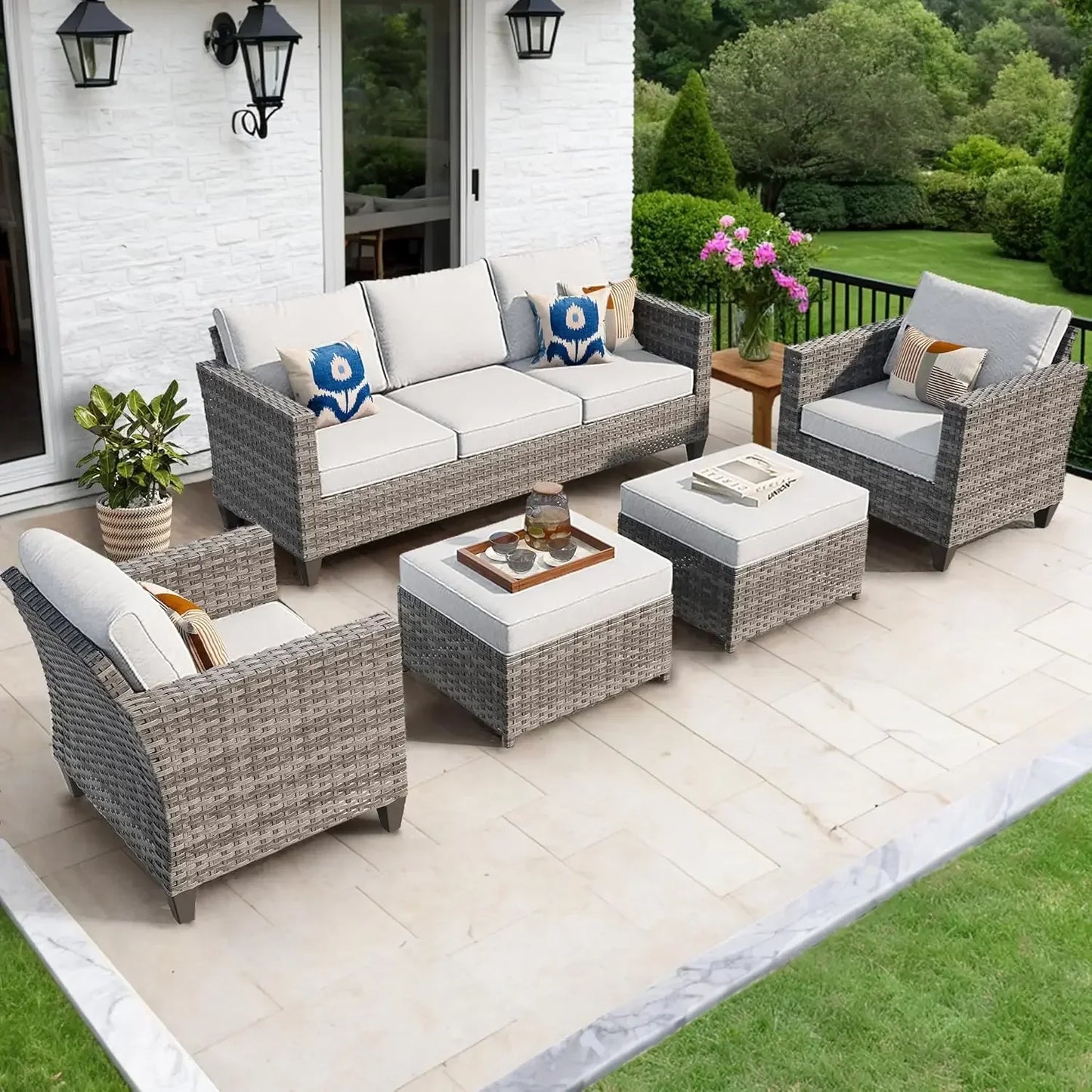 Patio Furniture Set Outdoor Wicker Sofa Couch All Weather
