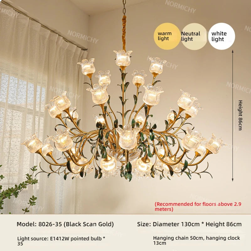 French Retro Living Room Pendant Light Glass Crystal Light Luxury Designer Cream Style High-Rise Mid-Range Restaurant Light