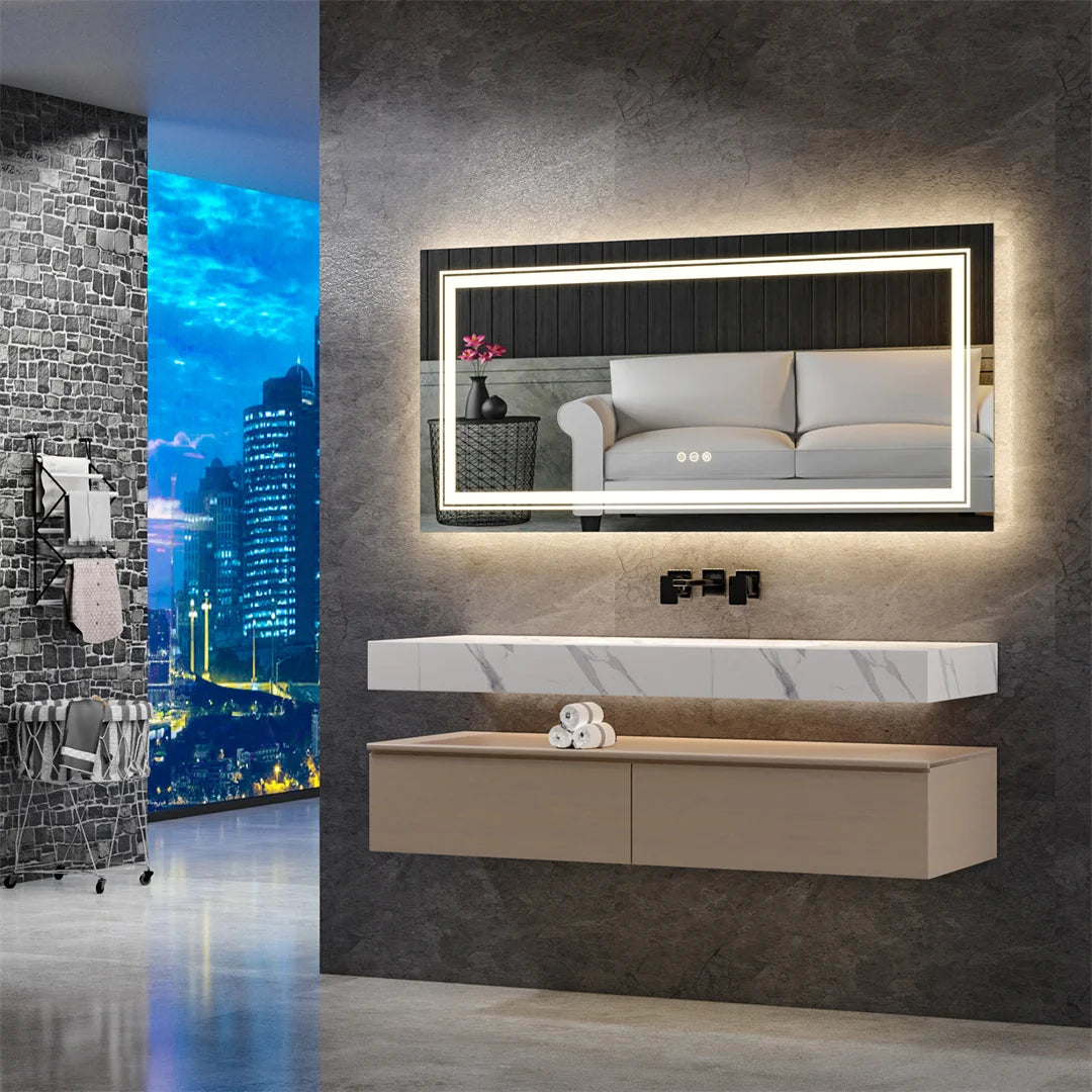 LUVODI Illuminated Bathroom Mirror With Touch Sensor And Anti Fog Lights