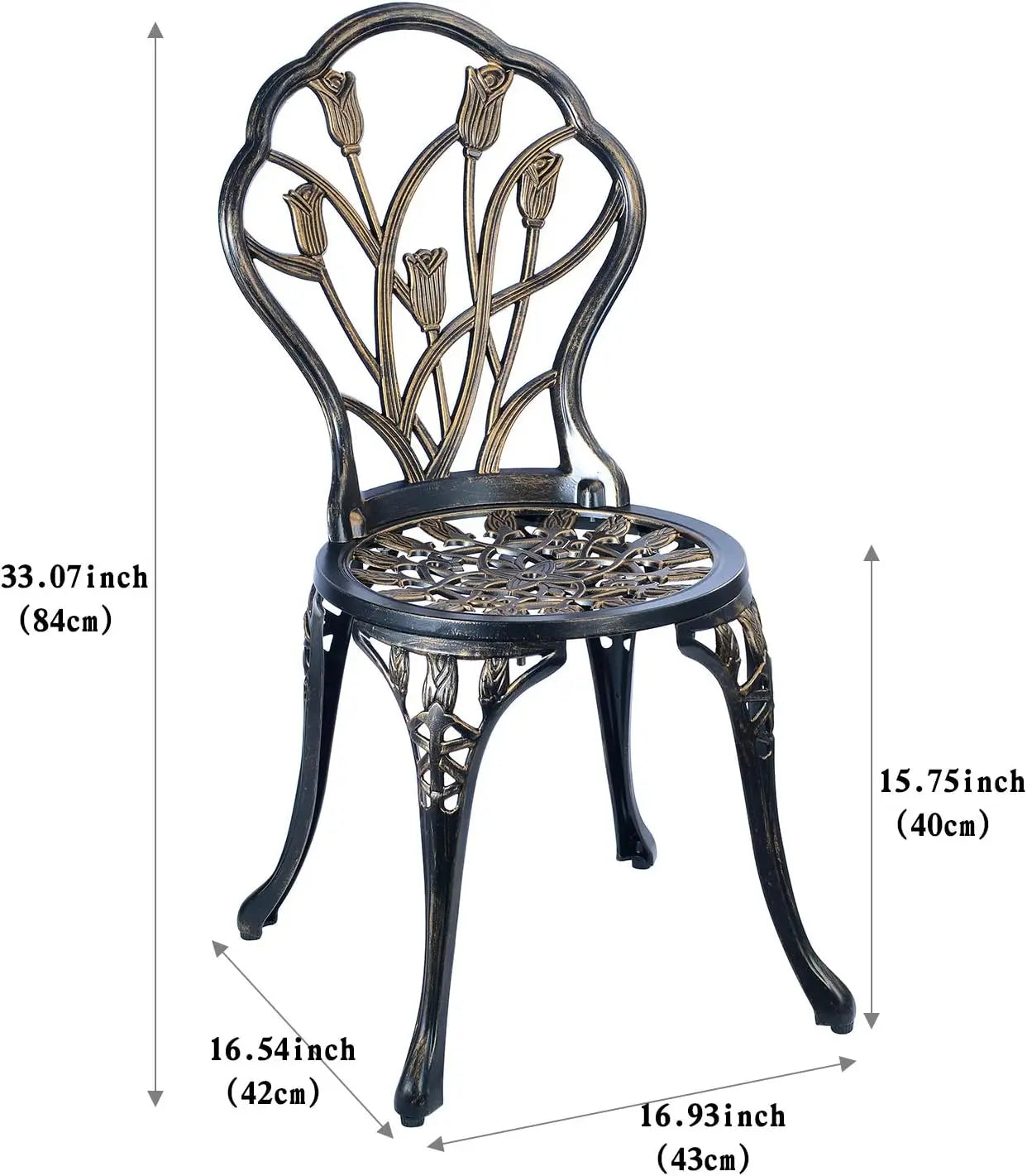 C/G 3 Piece Bistro Set,Outdoor Patio Set,Anti-Rust Cast Aluminum Bistro Table Set for Park Yard Front Porch Furniture(Antique Co