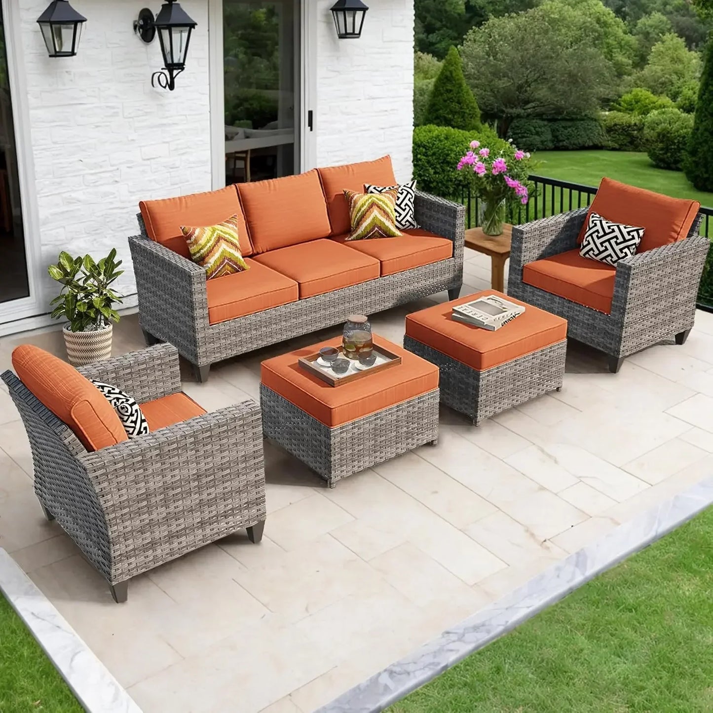 Patio Furniture Set Outdoor Wicker Sofa Couch All Weather