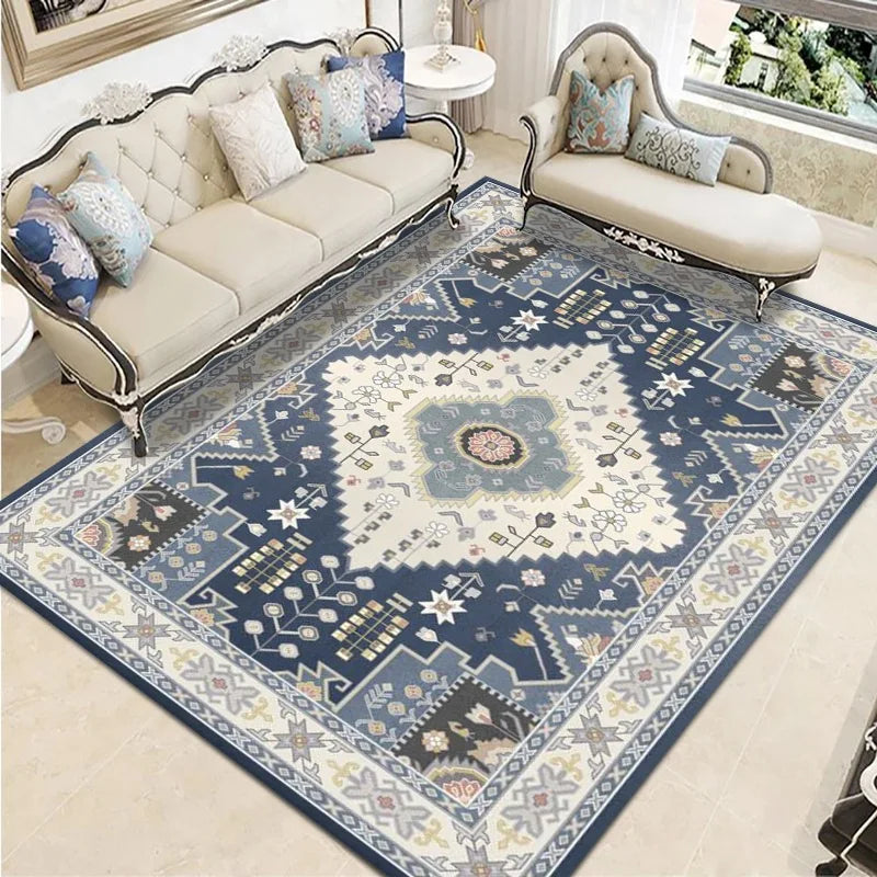 Geometric Persian Style Area Rug For Living Room And Bedroom Polyester Carpet