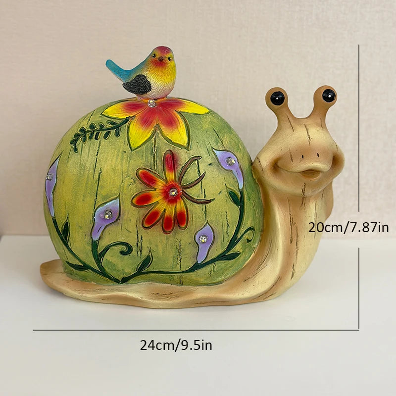 Solar Powered Garden Snail Statue Outdoor Decor For Courtyard Patio
