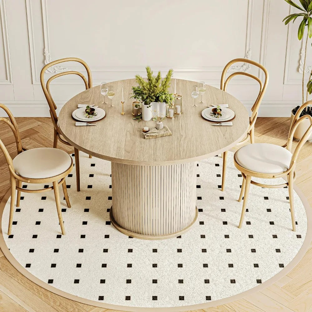 Round Dining Table For 4-6 With Storage Shelf And Wood Slide Door In Oak