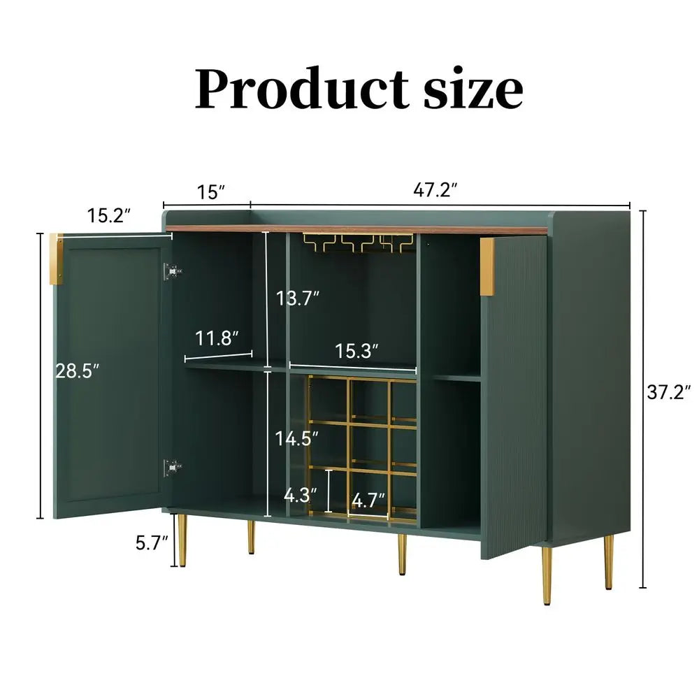 Wine Bar Cabinet With Glass Holder And Wine Rack Rustic Modern Storage