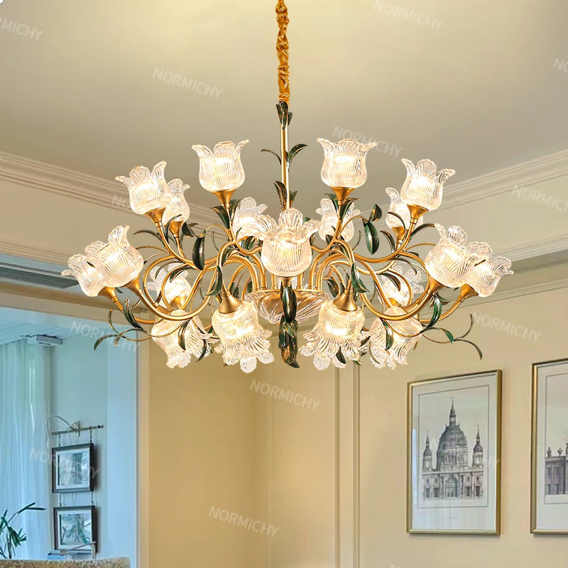 French Retro Living Room Pendant Light Glass Crystal Light Luxury Designer Cream Style High-Rise Mid-Range Restaurant Light