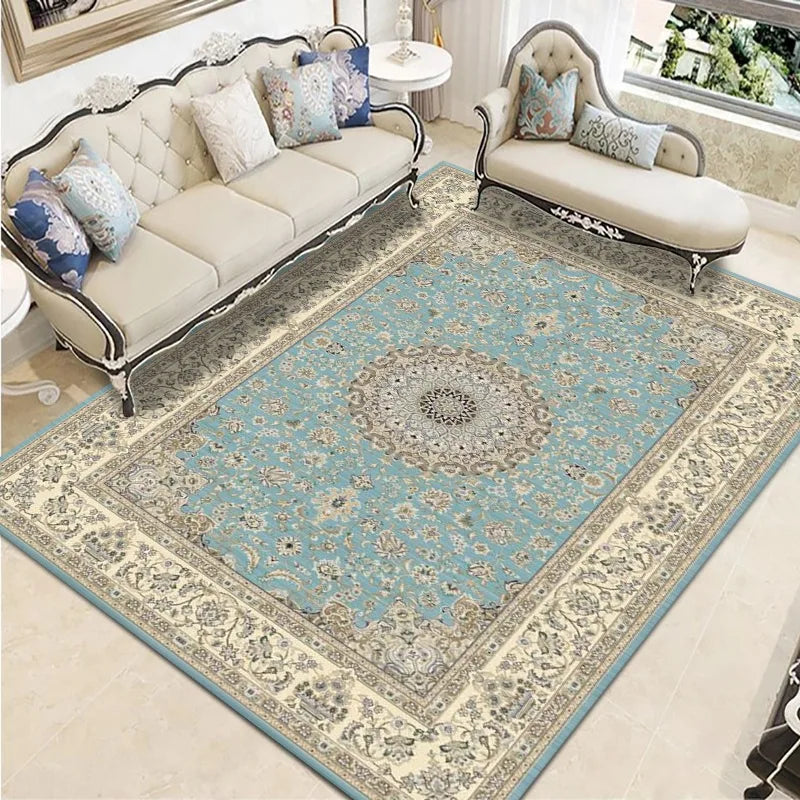 Geometric Persian Style Area Rug For Living Room And Bedroom Polyester Carpet