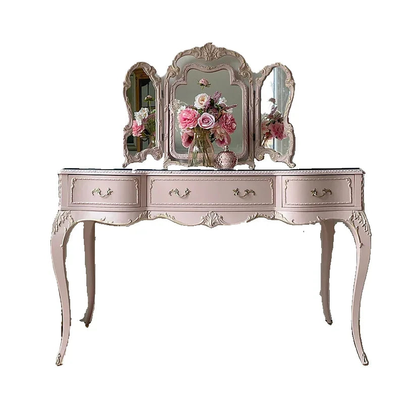 Comfortable Makeup Vanity Table Mirror Desk Stool Living Room Dresser Makeup Dressing Table Drawers Storage Bedroom Furniture
