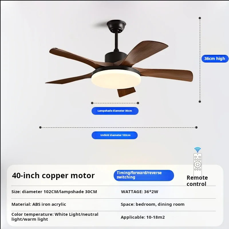 Nordic Retro Bedroom Living Room Dining Room Bedroom Electric Fan Ceiling Fan Lighting Fixtures Electric Fan Strong Wind Force