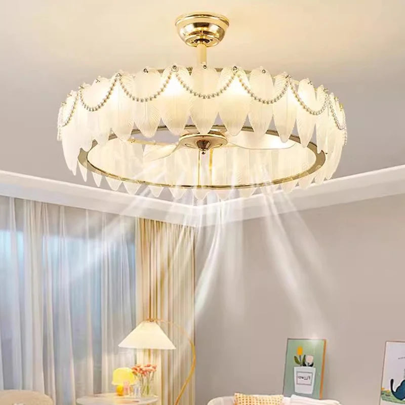 Yue Huqin Crystal Chandelier Ceiling Fan Pendant Light
