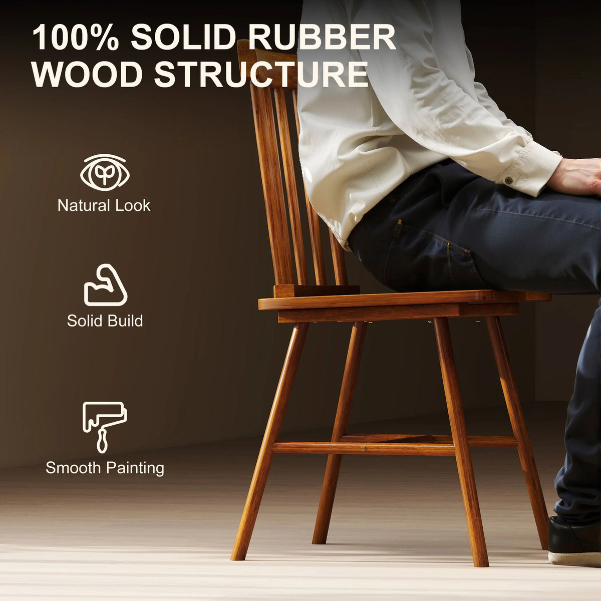 HOMCOM Windsor Wooden Dining Chairs With Spindle Backrests