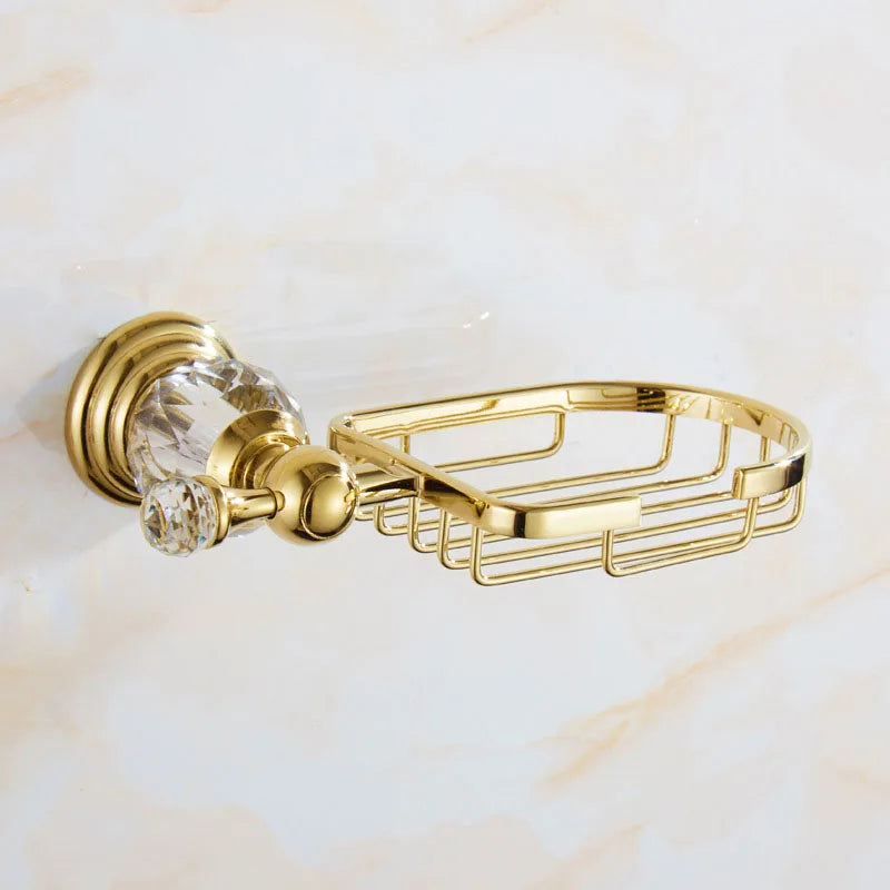 HOBHE Crystal Stainless Steel Soap Dish Holder For Bathroom