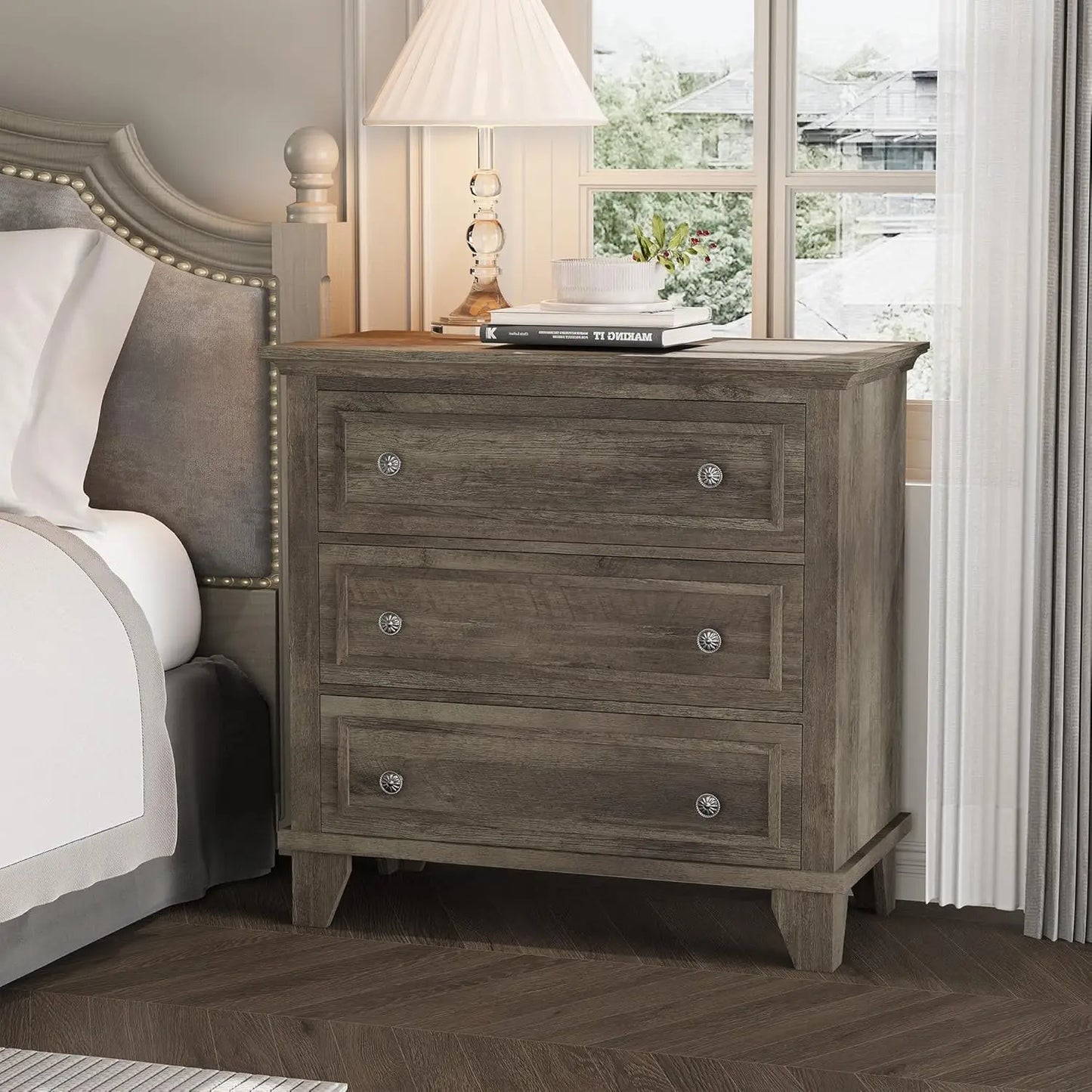 HiMISS Dresser Modern Wooden Storage Chest With Metal Handles