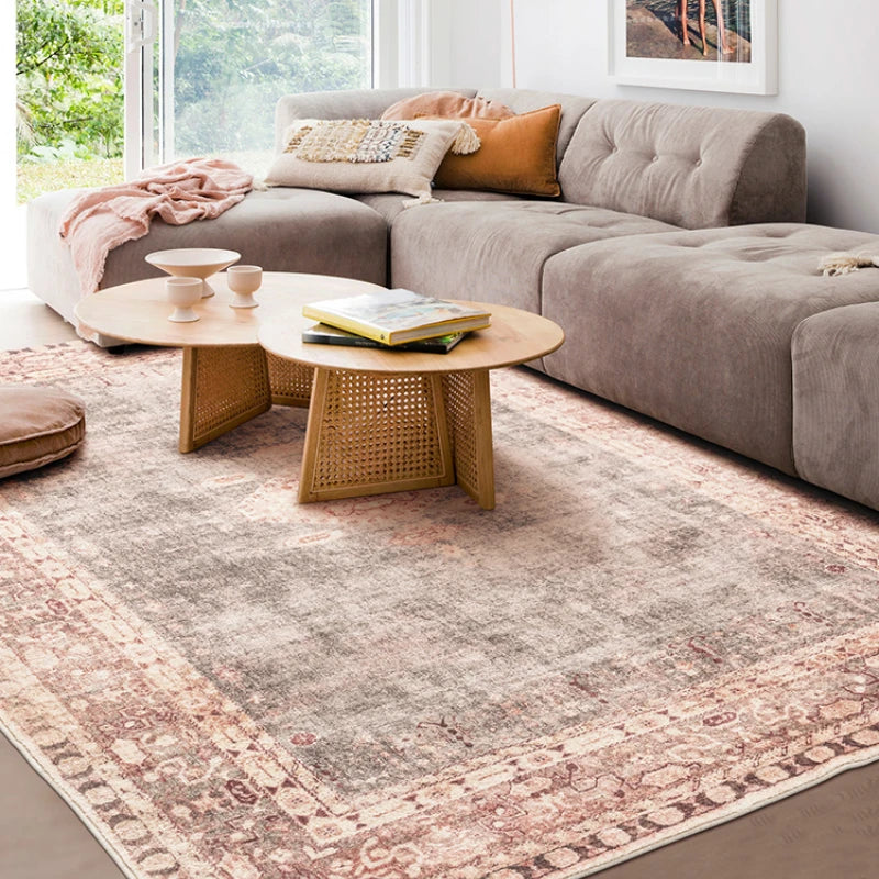 American Retro Plush Living Room Rug Soft Bedroom Carpet Washable