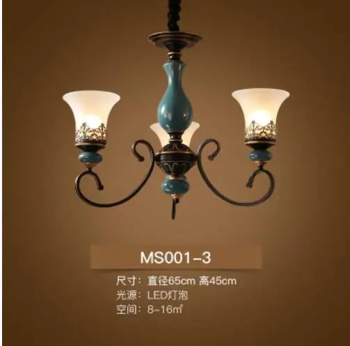 French Style Antique LED Ceramic Chandelier For Living Room