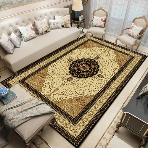 Geometric Persian Style Area Rug For Living Room And Bedroom Polyester Carpet