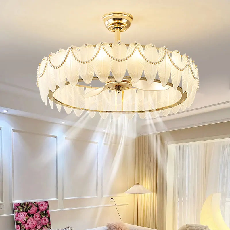 Yue Huqin Crystal Chandelier Ceiling Fan Pendant Light