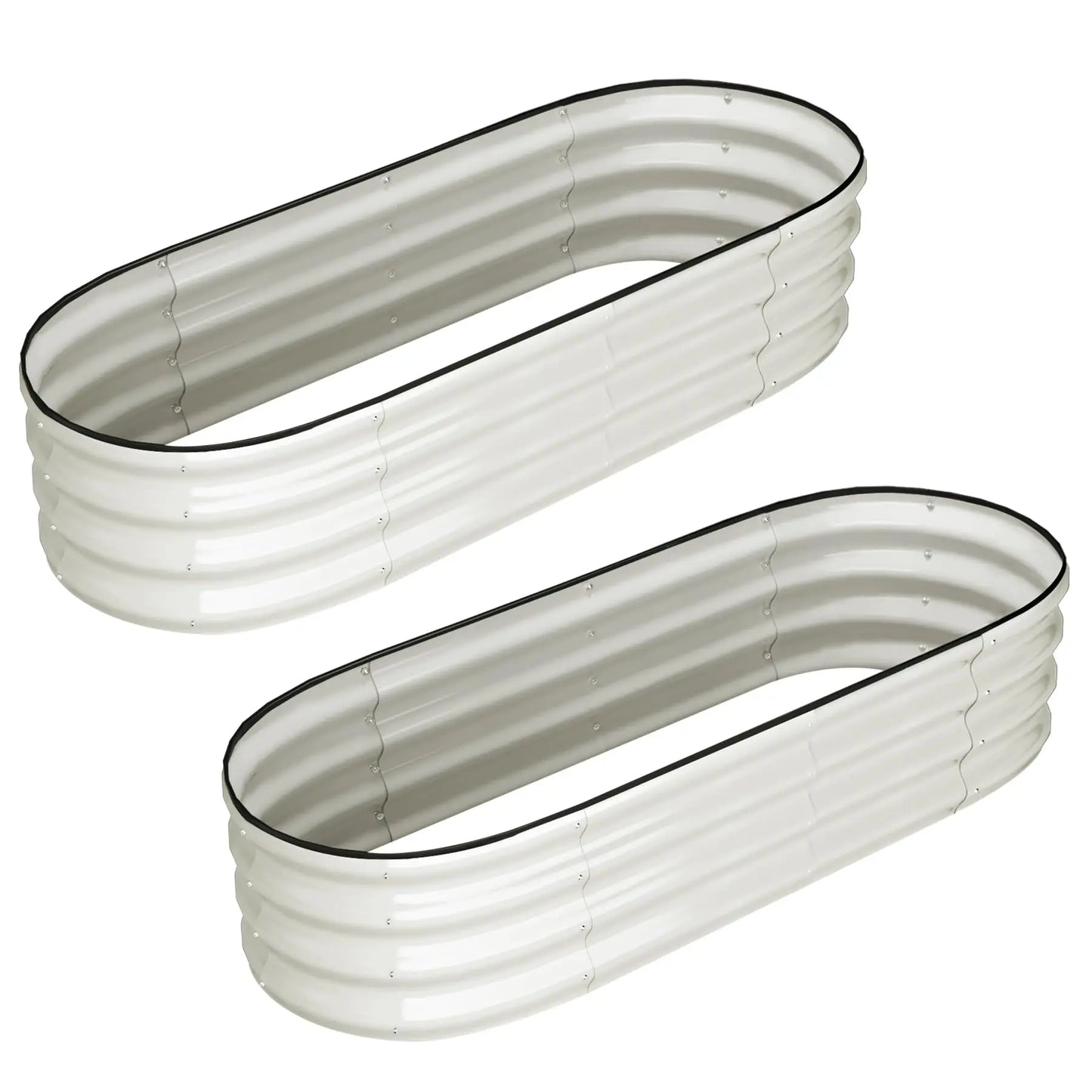 2 Pack 4.5x2x1FT Oval Raised Garden Bed, Galvanized Metal Planter Box, Open Bottom For Vegetables Flowers Outdoor