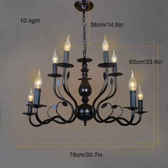 Enerlord French Candle Chandelier Iron Industrial Lustres