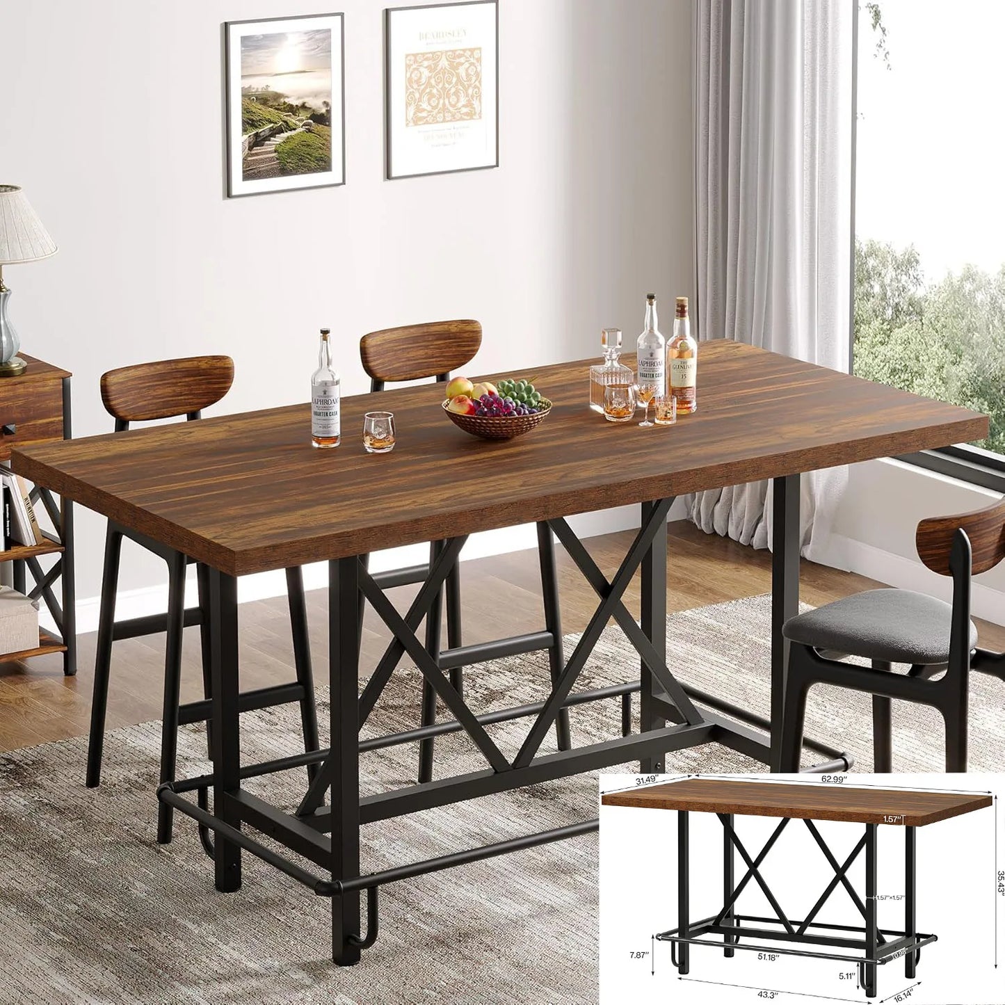 LITTLE TREE Farmhouse Dining Table For Kitchen And Dining Room