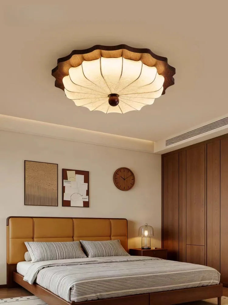 Bedroom Lights, Ceiling Lights, High-End Sense, Antique Style, Vintage Walnut Fabric, Nanyang Style Room Lighting Fixtures