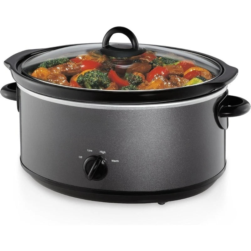US Shipping 7 Quart Manual Slow Cooker Family Size Serves 8 People Fits 6 lb Roast Removable Stoneware Warming Setting Dishwashe