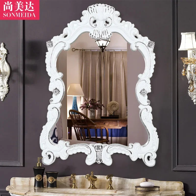 European Style Wall Mounted Bathroom Mirror With Waterproof Decorative Frame