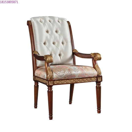 Retro European Style Upholstered Leisure Chair With Wood Frame