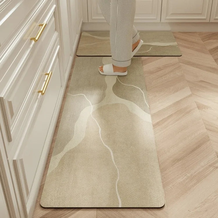 Facaishu Waterproof Kitchen Floor Mat PVC Leather Non Slip Rug