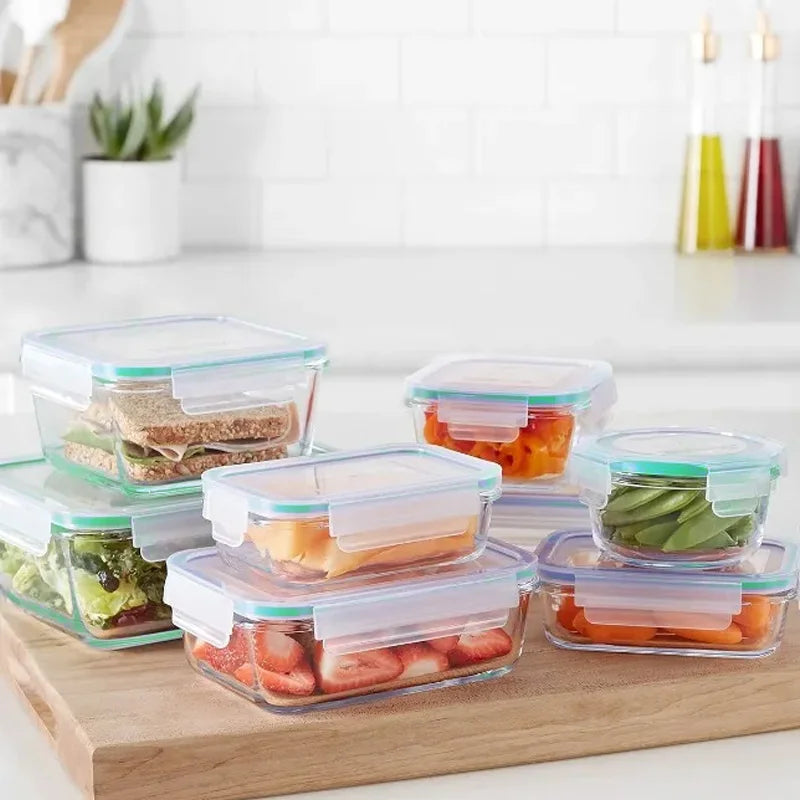 Glass Food Storage Containers 4-Pack With Lids Dishwasher Safe