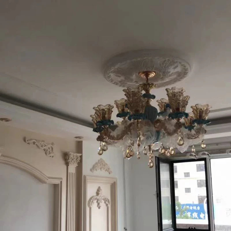 Fei Guang Lighting Ceramic Chandelier Crystal Glass Fixture