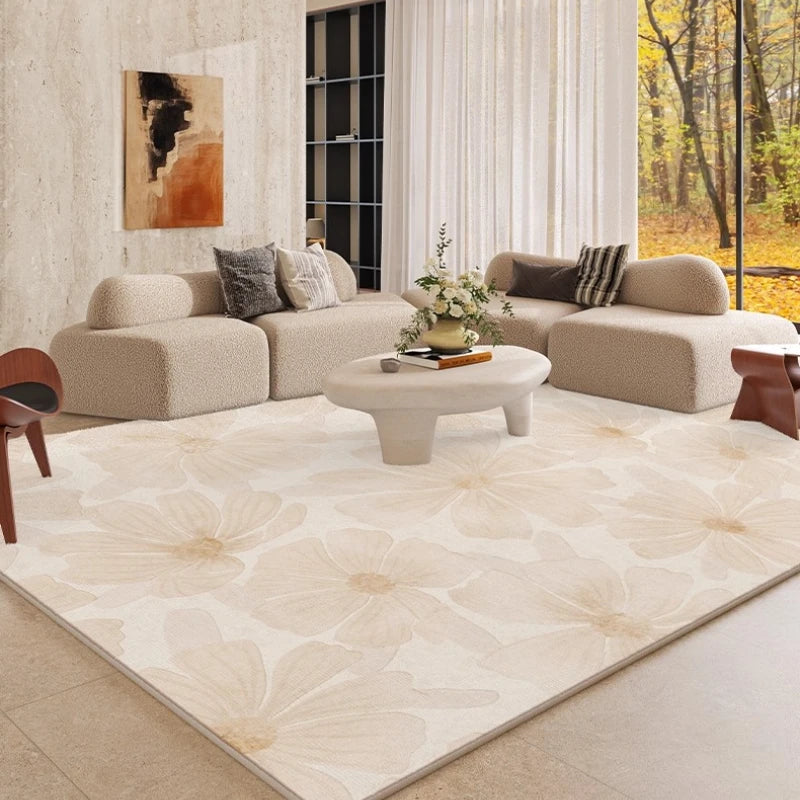 Maillard Style Carpets for Living Room Light Luxury Bedroom Decor Carpet Fluffy Soft French Floral Rug Home Thicken Plush Mat