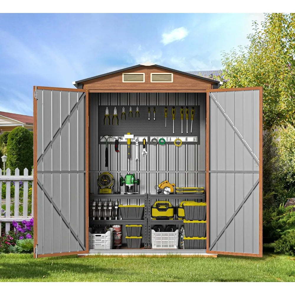 Outdoor Metal Storage Shed With Lock For Garden Utility