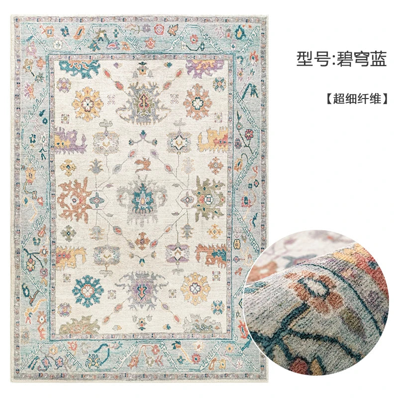 American Retro Plush Living Room Rug Soft Bedroom Carpet Washable