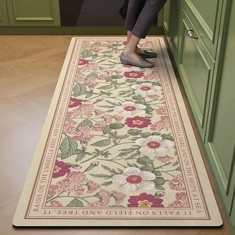 Facaishu PVC Kitchen Mat Non Slip Waterproof Rug Oil Proof