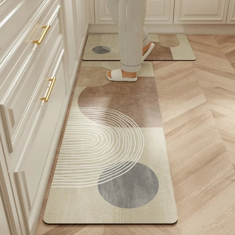 Facaishu Waterproof Kitchen Floor Mat PVC Leather Non Slip Rug
