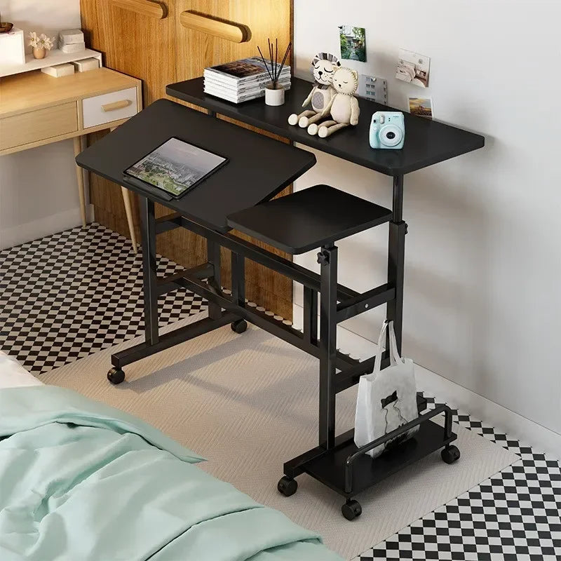 Modern Simple desk Standing lifting table Notebook computer table Workbench Movable folding walker table Durable
