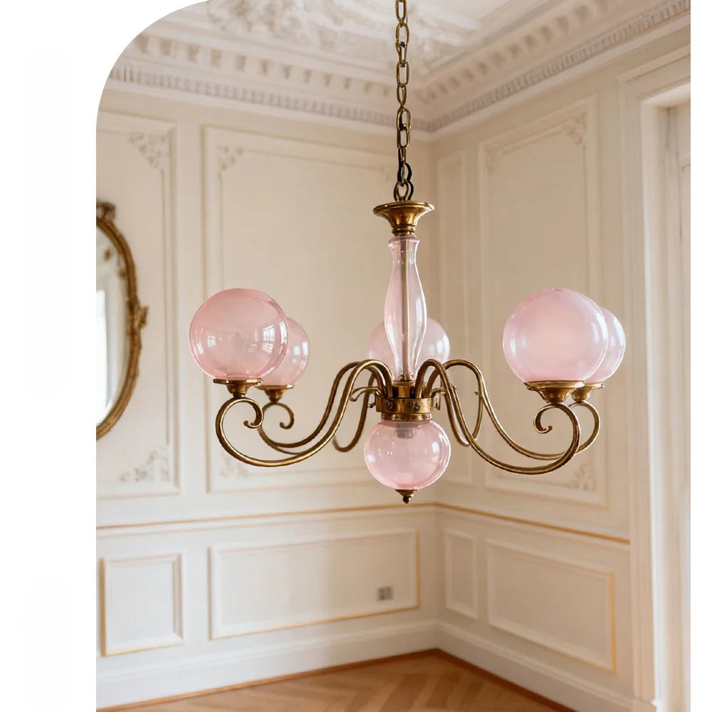 American Wrought Iron Led Pendant Light Glass Home Decoration Living Room Dining Room Pendant Light Bedroom Lighting Fixtures