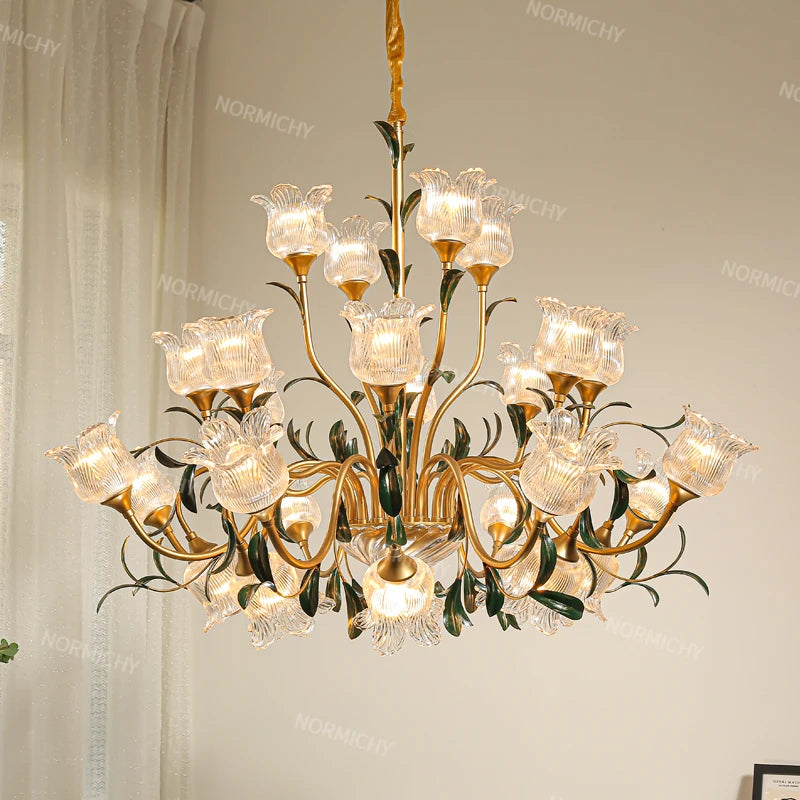 French Retro Living Room Pendant Light Glass Crystal Light Luxury Designer Cream Style High-Rise Mid-Range Restaurant Light