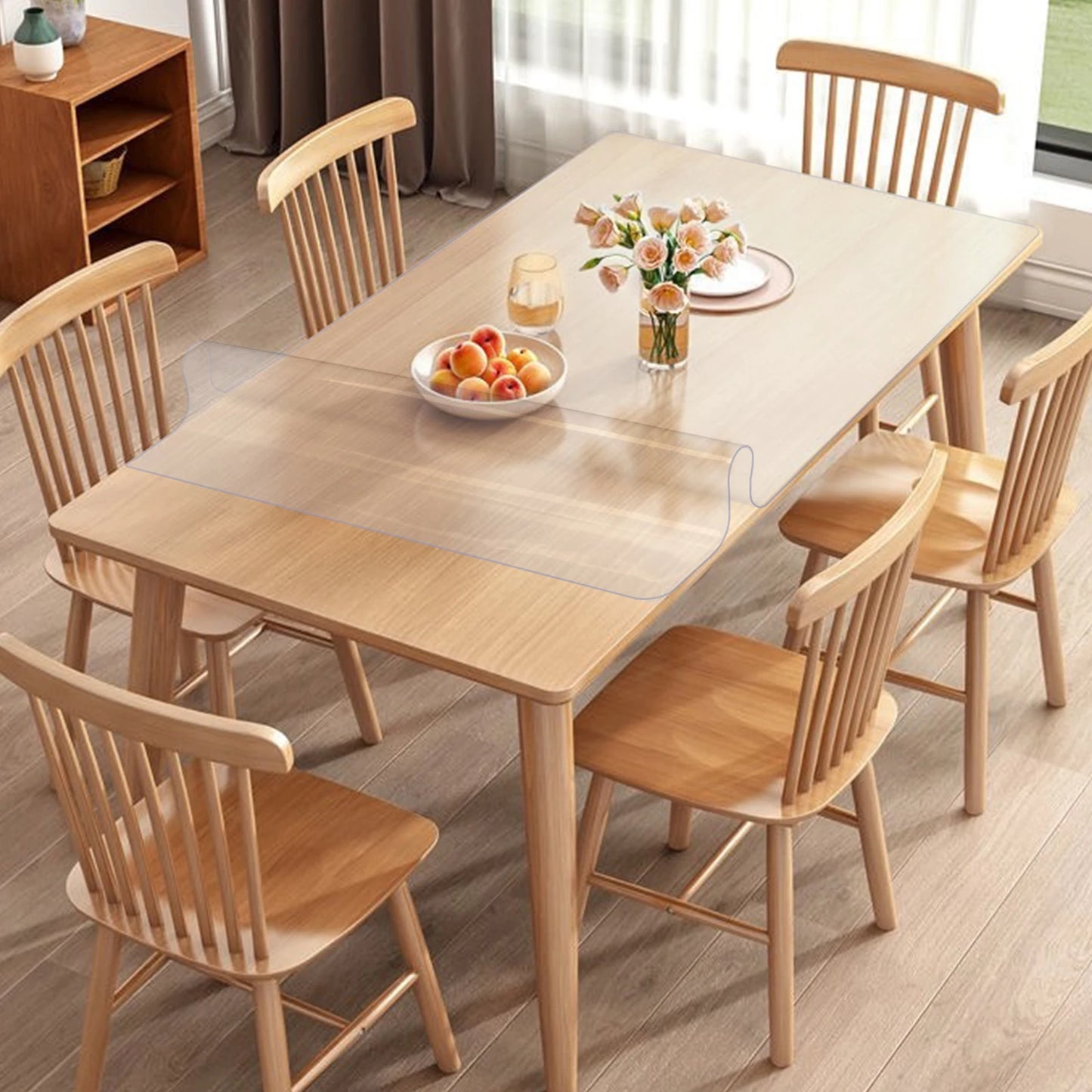 SucceBuy PVC Tablecloth Transparent Table Cloth 1.5mm Waterproof Kitchen Oil-Proof Table Mat Plastic Soft Glass Protector Cover