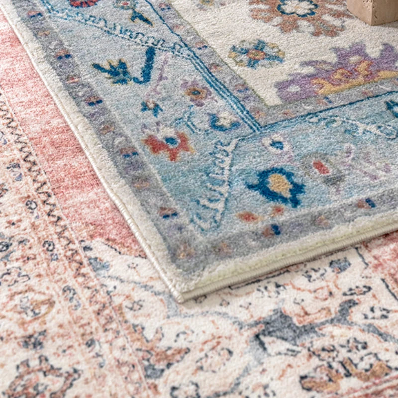 American Retro Plush Living Room Rug Soft Bedroom Carpet Washable